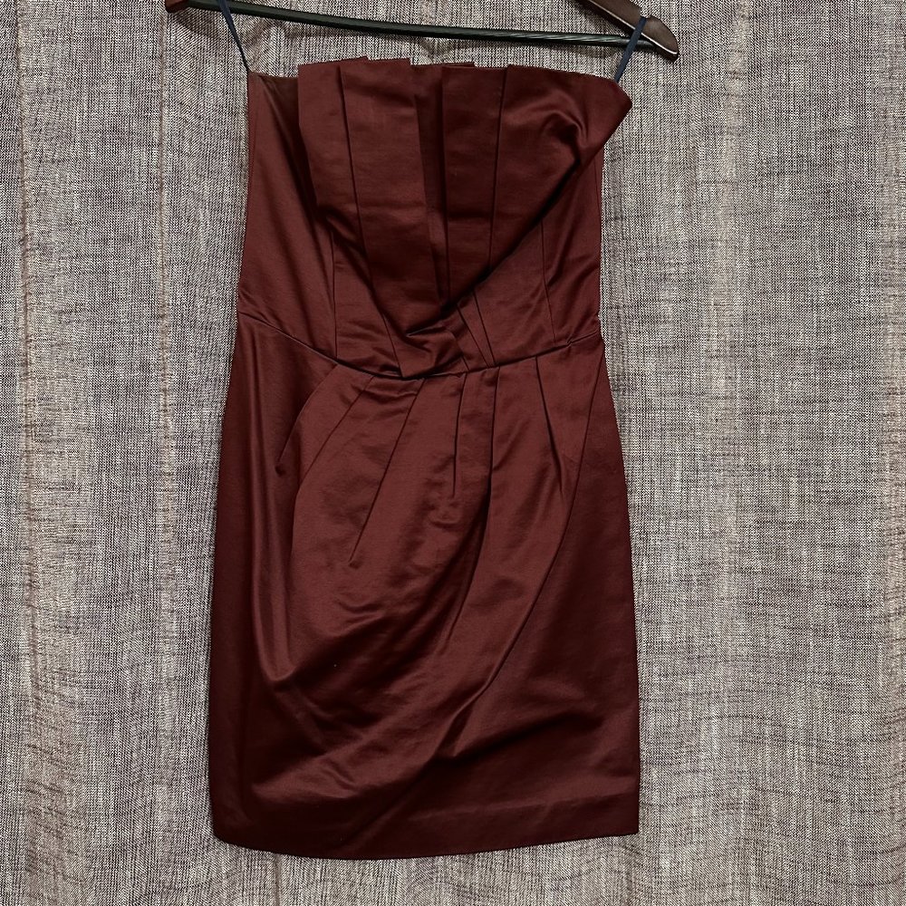 French Connection Gorgeous Burgundy Pleated Cocktail Mini Dress